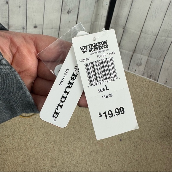 Bit & Bridle Navy and White Plaid Checkered Button Down Shirt Size Large - Picture 7 of 7